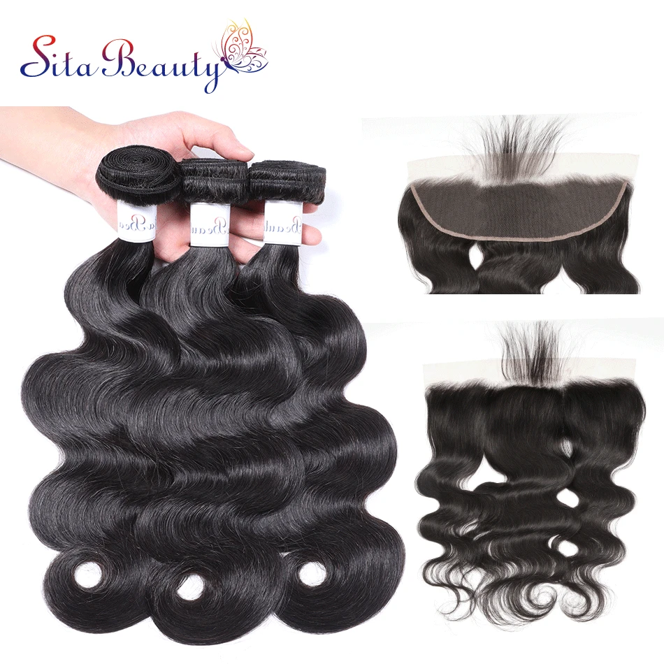 

Body Wave Bundles With Closure Brazilian Hair Weave Bundles With Frontal Sita Beauty Non Remy Human Hair Frontal With Bundles