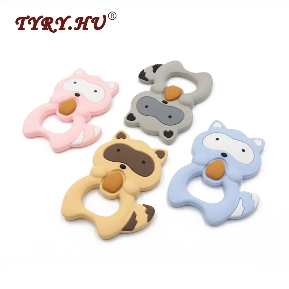 TYRY HU Silicone Teether Rakun Tupai Tumbuh Gigi Pendant BPA Free