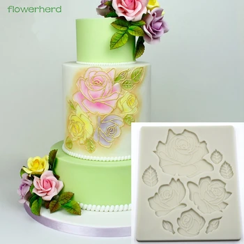 

Flat Roses Silicone Mold Fondant Cake Mold Cake Decorating Tools Rose and Leaf Maker Sugar Paste Flower Modelling Paste Tools