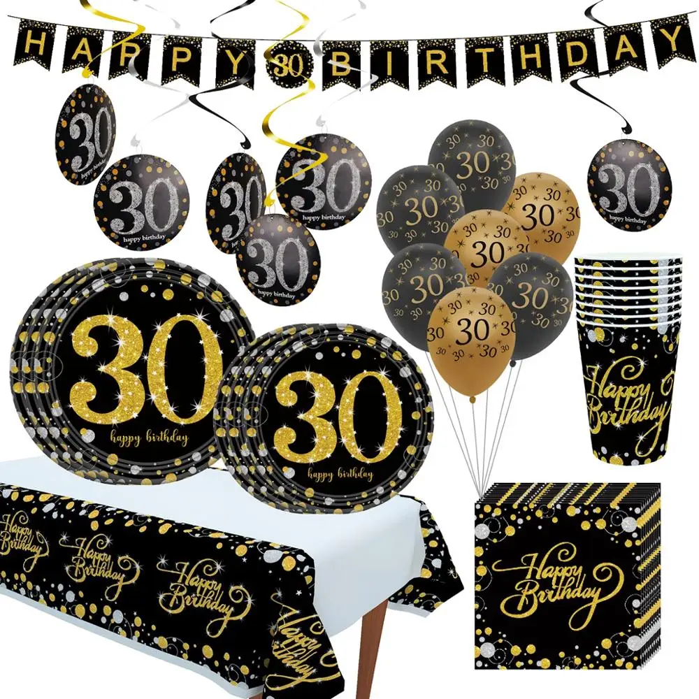 30th 40th 50th день рождения одноразовая посуда чашки пластины наклейки