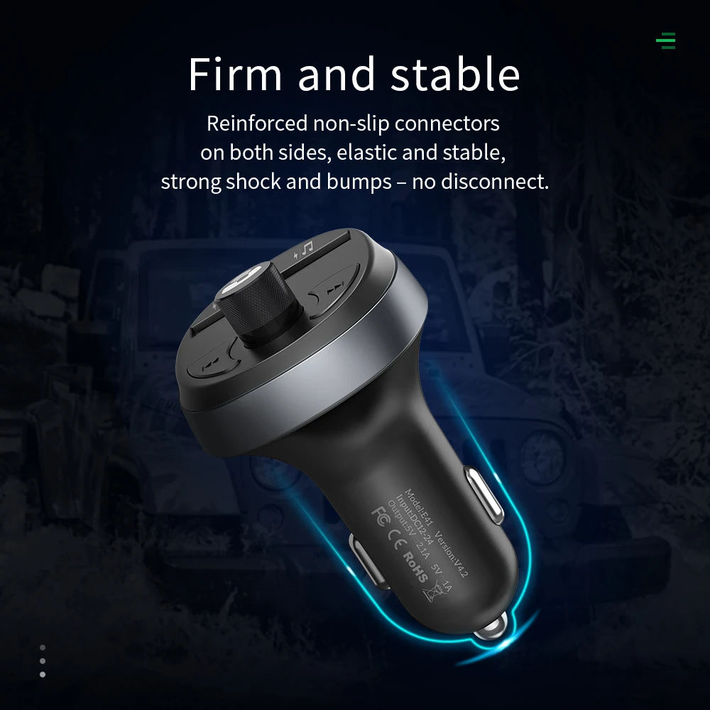 Автомобильное зарядное устройство HOCO с двойным USB светодиодный дисплей fm