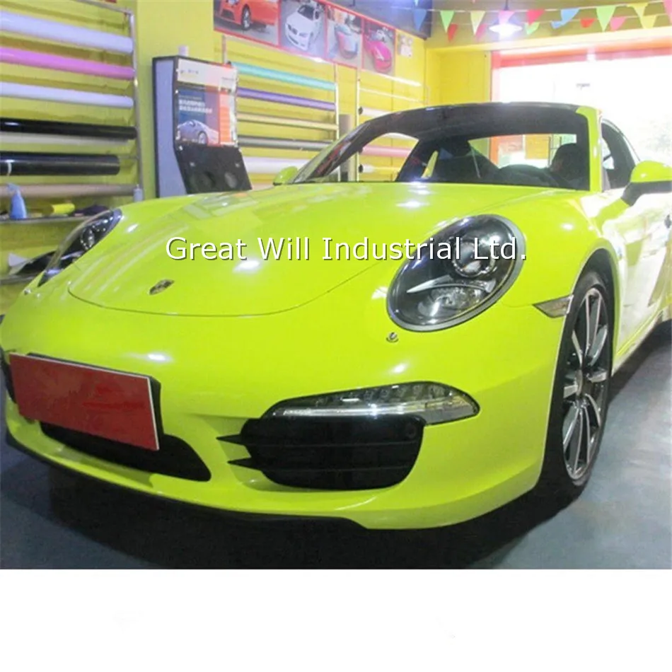 *Premium Matte Metallic Satin Pearl Neon Yellow Vinyl Wrap Sticker Bubble Free