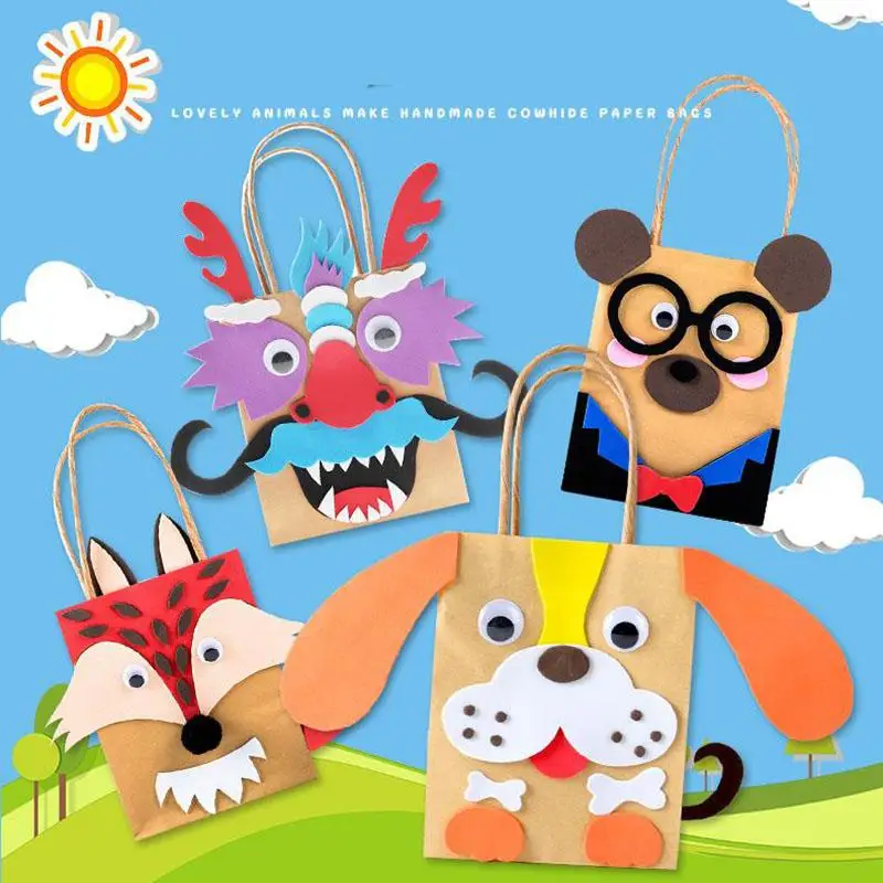 5 шт. Детский Набор для творчества ручная работа бумажный пакет игрушки/дети мультфильм животных мешок для kindergarden школы образовательные игрушки