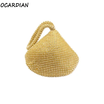 

OCARDIAN Handbags Luxury Small Women Designer Solid Shining Cocktail Party Chain Phone Evening Bags Gold Clutch A27