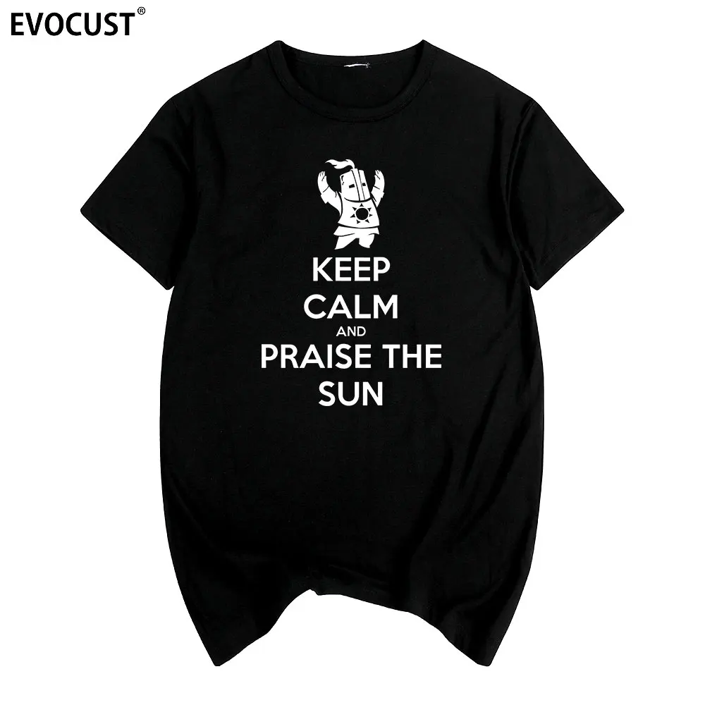Хлопковая Молодежная футболка с надписью keep calm and praise the sun Dark души II 2 артерии