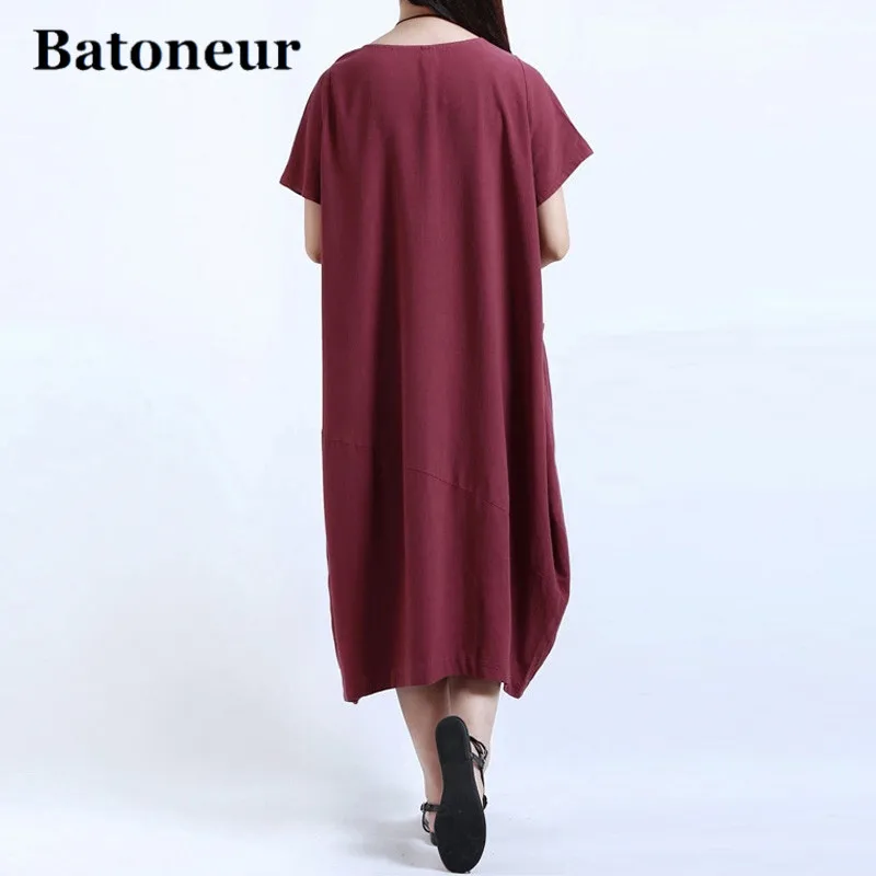 Plus-Size-Dresses-For-Women-4xl-5xl-2017-Summer-Women-Short-Sleeve-Loose-Casual-Cotton-Linen (5)