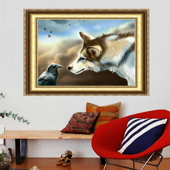 

Wolf And Bird Diamond Painting Kit 30x45 Square And Full Drill Diamond Rhinestone Pasted Painting Wedding Decoration Needlework
