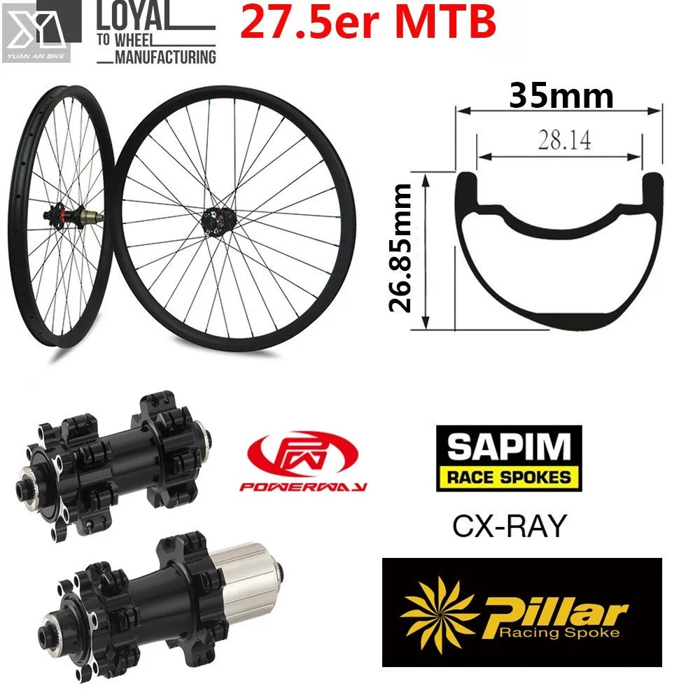 Flash Deal 650B Carbon Mountain Bike Wheels Cross Country 35mm Width 26.85mm Depth Rim 27.5er MTB Racing Wheelset 0