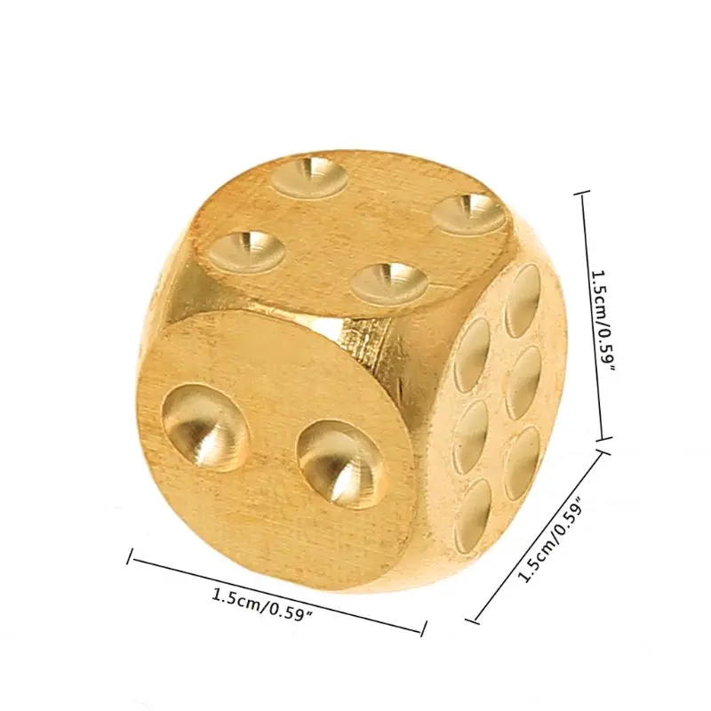 Brass Dices Solid Metal Polyhedral Club Bar Dice Playing Game Tool 15X15X15mm Dropshipping | Спорт и развлечения