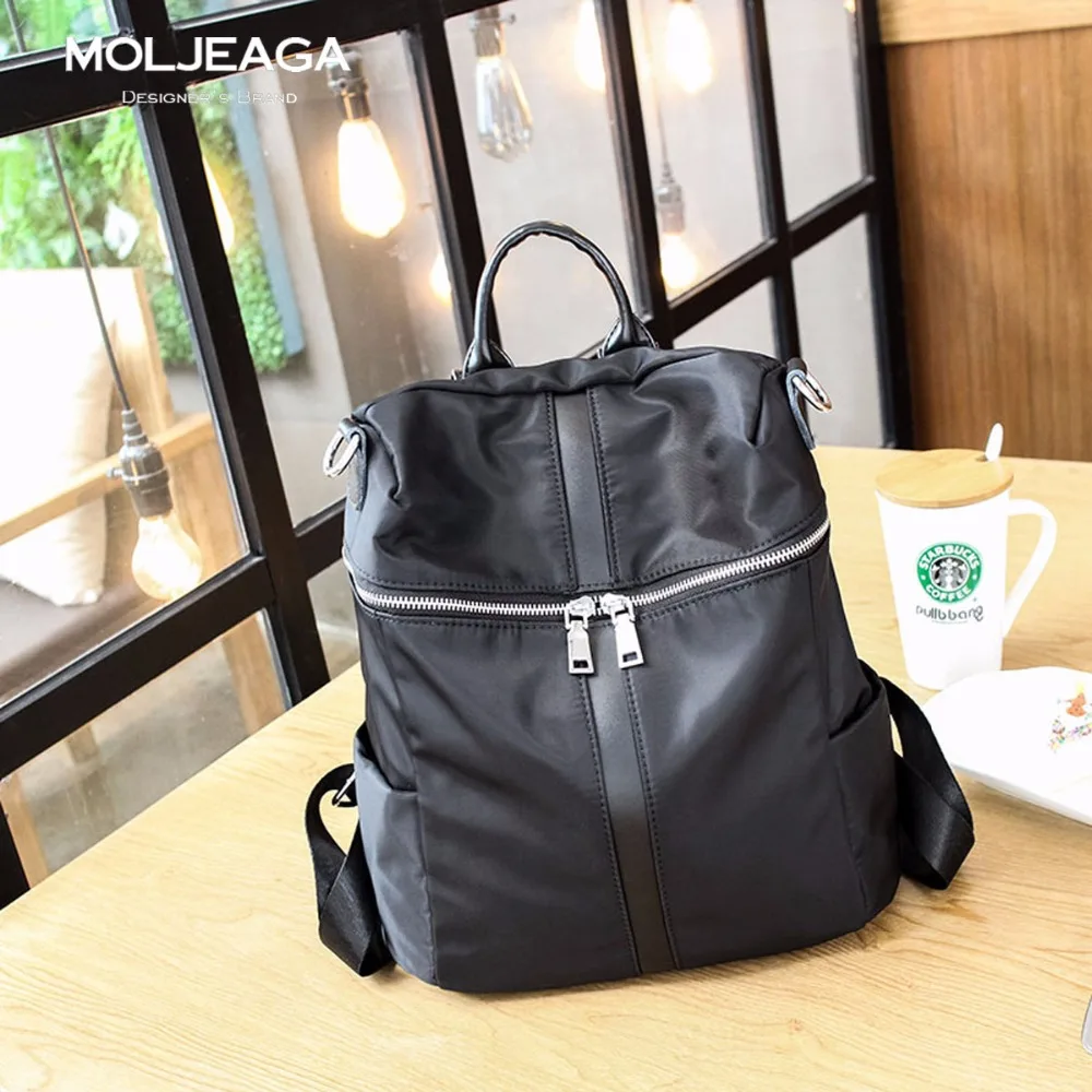MOLJEAGA 2017 Nylon Bags Knapsack Genuine Leather Women s Backpack Mochila Female Ladies Casual Travel School