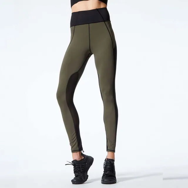 Green High Waist Women Yoga Pants Sport Leggings Fitness Mesh Patchwork Capris Slim Sportwear