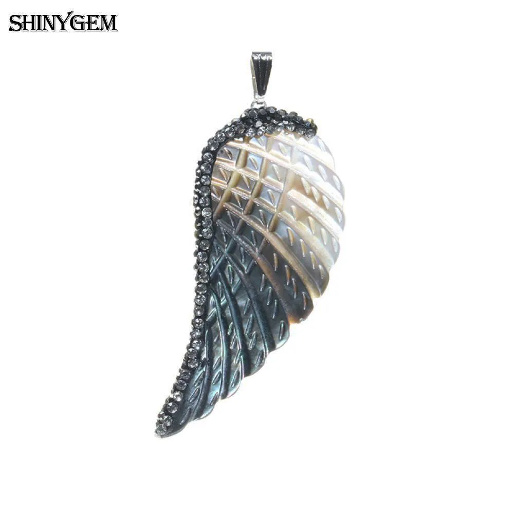 Подвески ShinyGem с натуральным узором, радужные подвески-крылья ангела, черно-коричневые подвески-крылья дракона для изготовления ювелирных изделий