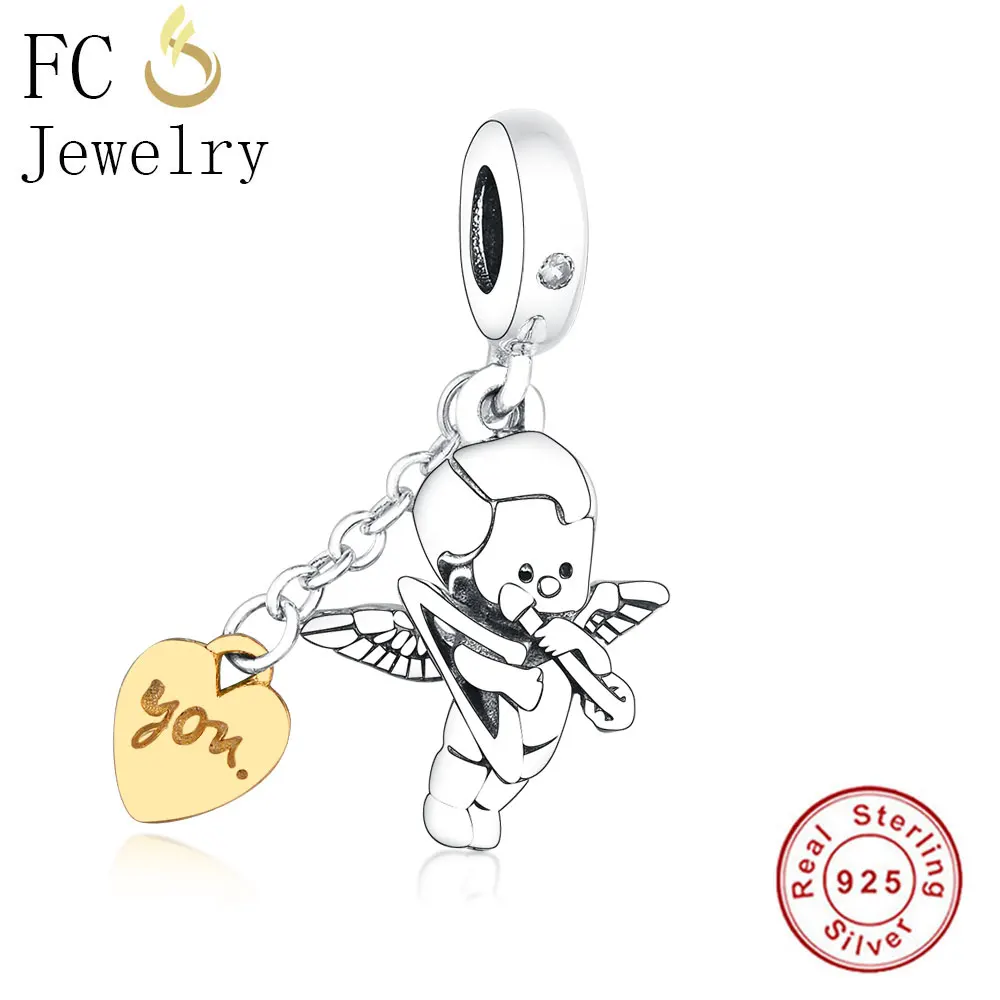 

2019 Summer New Fit Original Pandora Charms Bracelet 925 Sterling Silver Cupid & You Charm Dangle For DIY Jewelry Making Gifts