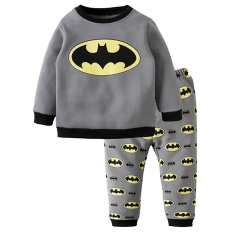 

2019 Baby Boys Pajamas Cartoon Batman Children Clothes Sets Spring Autumn Casual Long-Sleeved Kids Clothing Cotton Tops + Pants