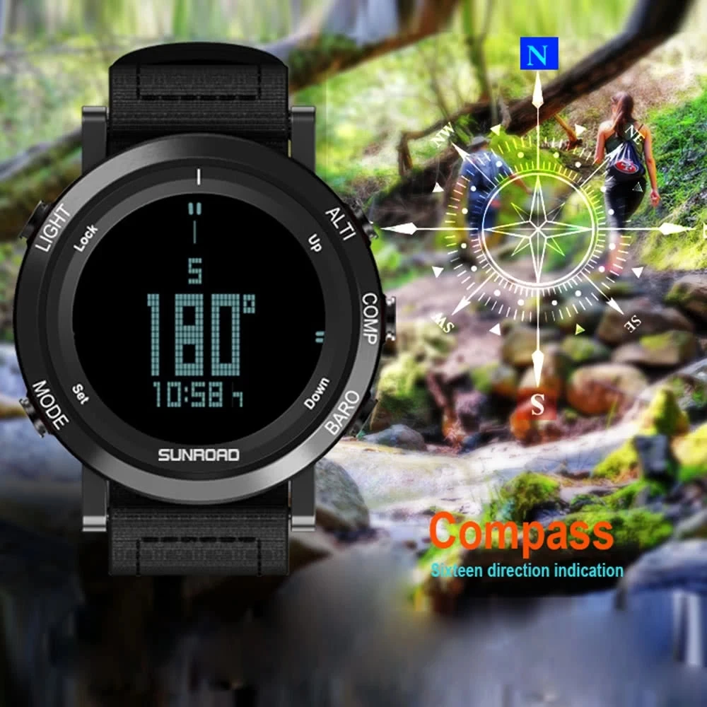15% FR851 наружные цифровые спортивные часы Шагомер альтиметр барометр компас наручные часы с нейлоновым ремешком