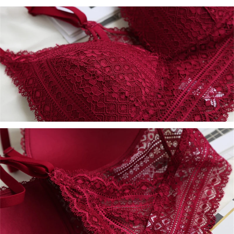 New Young Girl Seamless Vest Bra Set Plus Size 38 36 Ultrathin Cotton Women Lingerie Sexy Embroidery Lace Underwear Sets Black