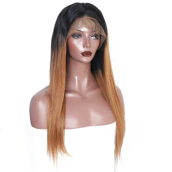 

250% Density 1B/30 Colored Human Hair Wigs Baby Hair Pre Plucked 13X6 Brazilian Straight Blonde Lace Front Wig You May Remy Hair