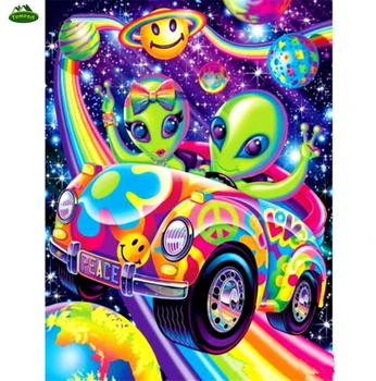 

5D Diamond Painting Colorful Kids and Car Cross-Stitch DIY Diamond Embroidery Animation Cartoon Art & Characters Fashion Home