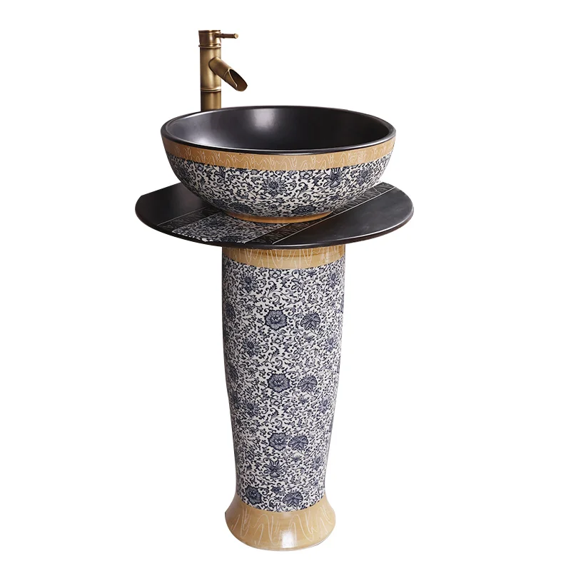 Pedestal Washbasin Ceramic Household Bathroom Toilet One Floor Hand Washing Pool Cloakroom Vanity Wash Sink Pedestal basin