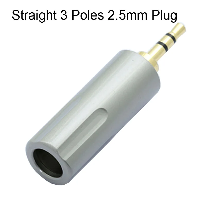 100pcs Copper 2 5mm Stereo Jack Gold Plated 2 5mm 3Pole 4Poles Male Plug Wire Connector for 6MM Cable Headphone Soldering Jack