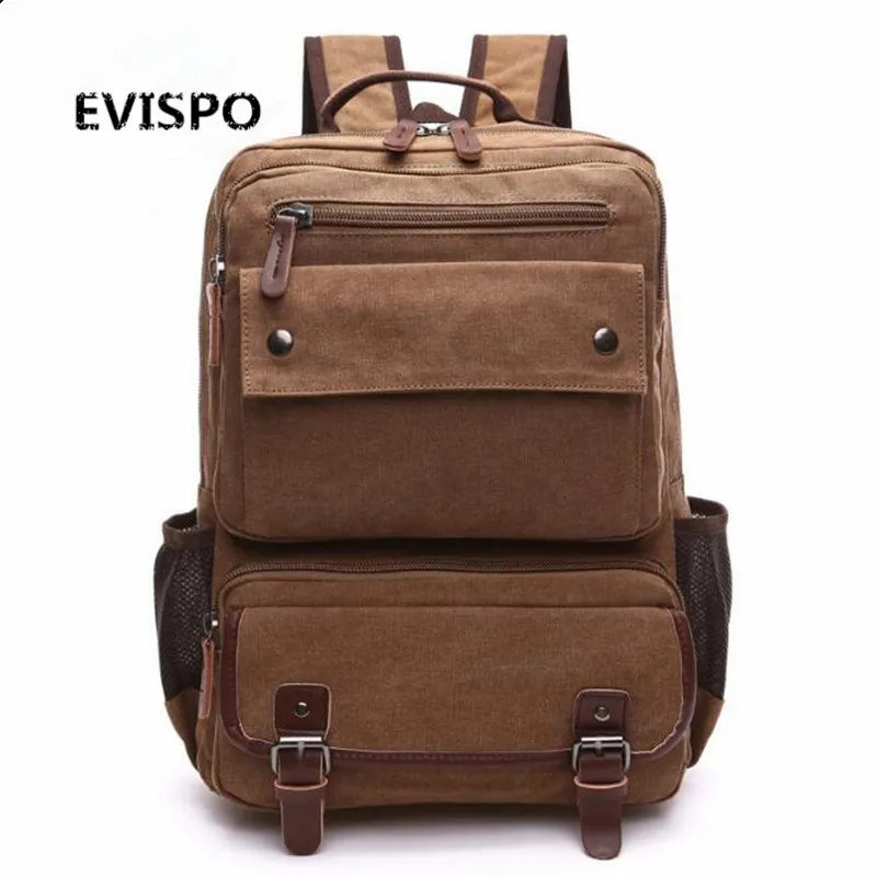 Man s Canvas Backpack Travel Bag Mountaineering Backpack Men Large Capacity Rucksack Bucket Shoulder School Bag
