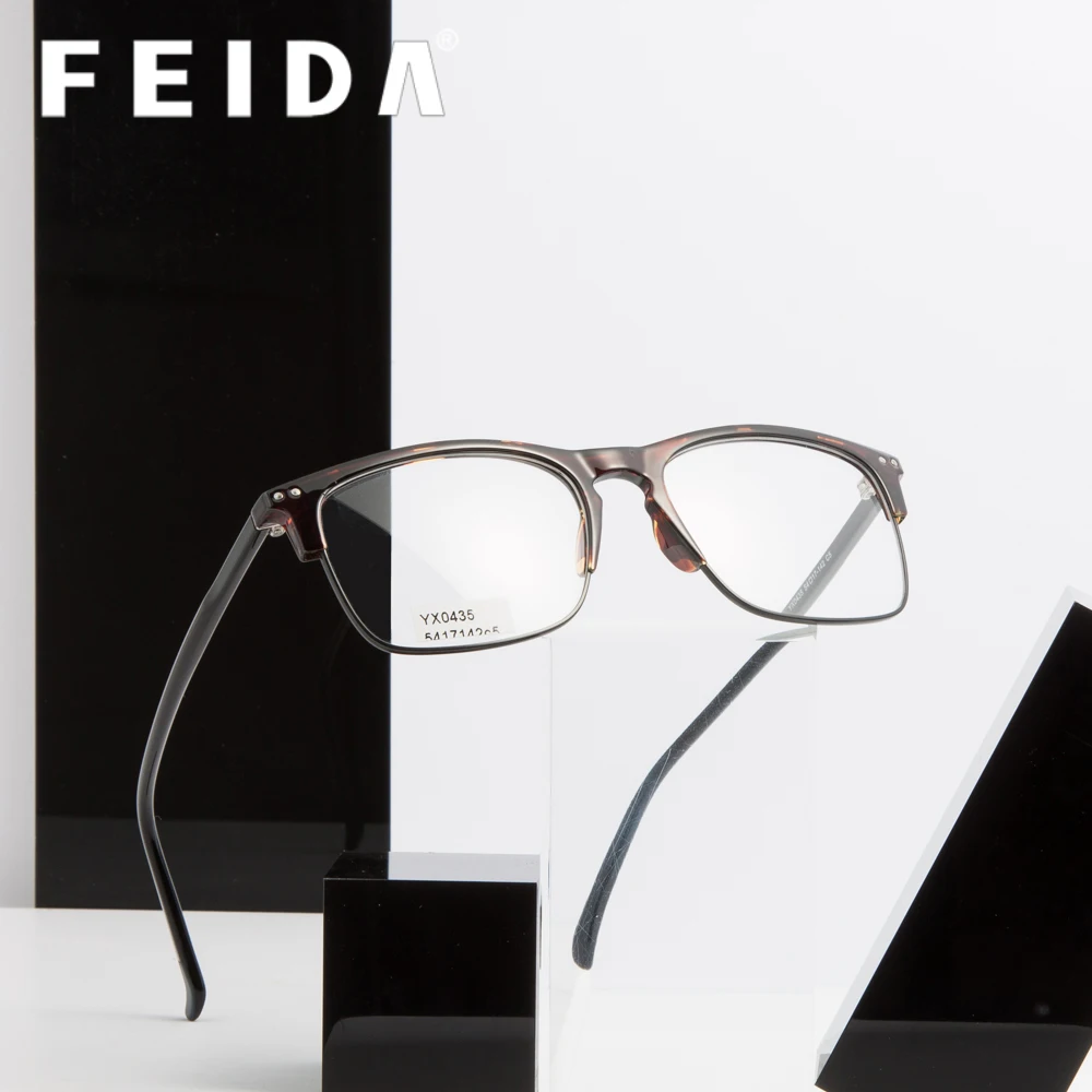 

FEIDA Retro High Quality Glasses Frame Men Women Clear Lens Glasses Metal Square Frame Optics Myopia Eyeglasses Femme YX0435