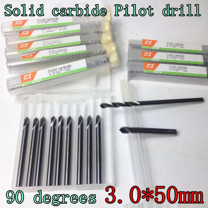 3.0*50mm 90 degrees 2pcs/set High quality Solid carbide Pilot drill