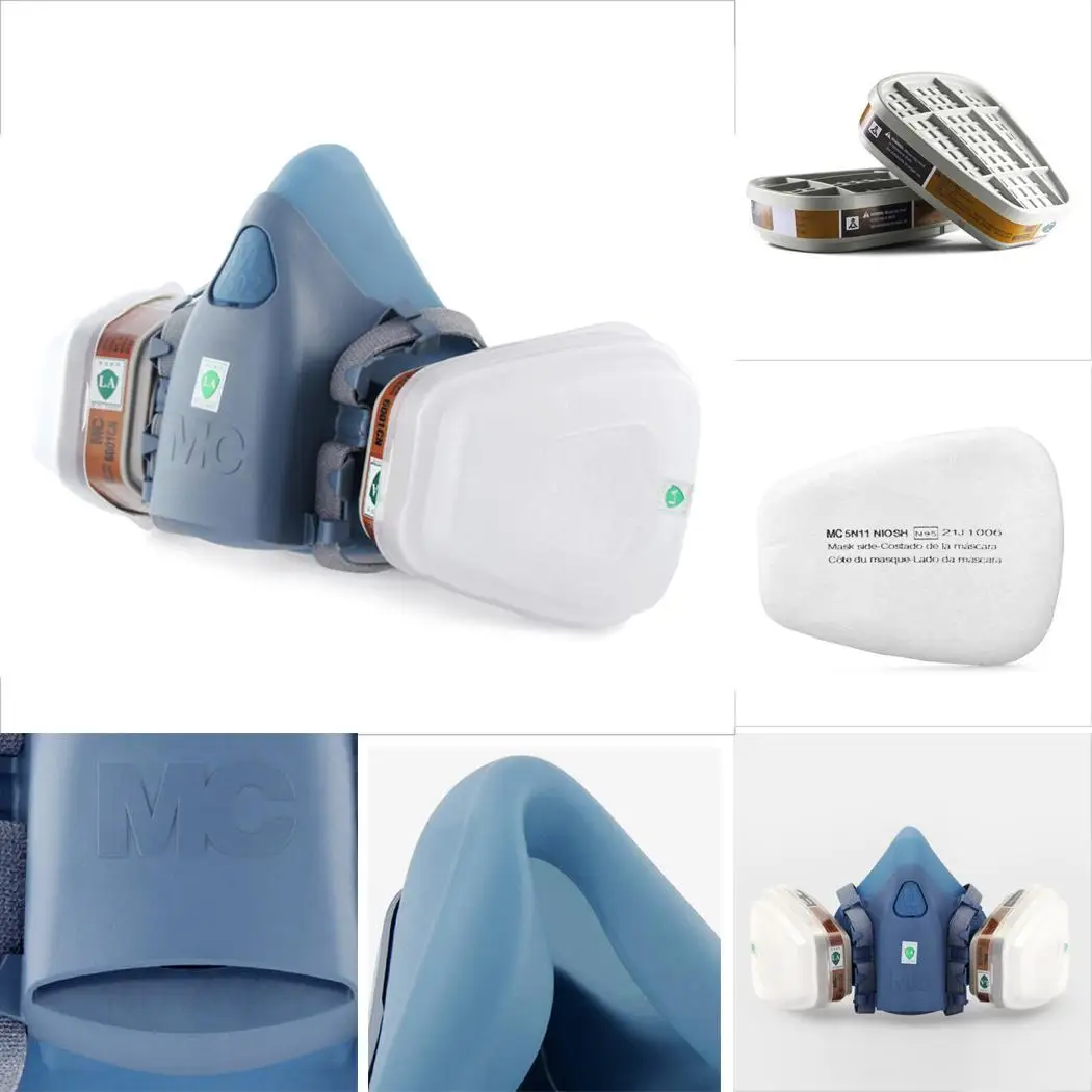 

Anti-Dust Respirator Mask Industrial Chemical Gas Blue White Safety Guard Filter Tool