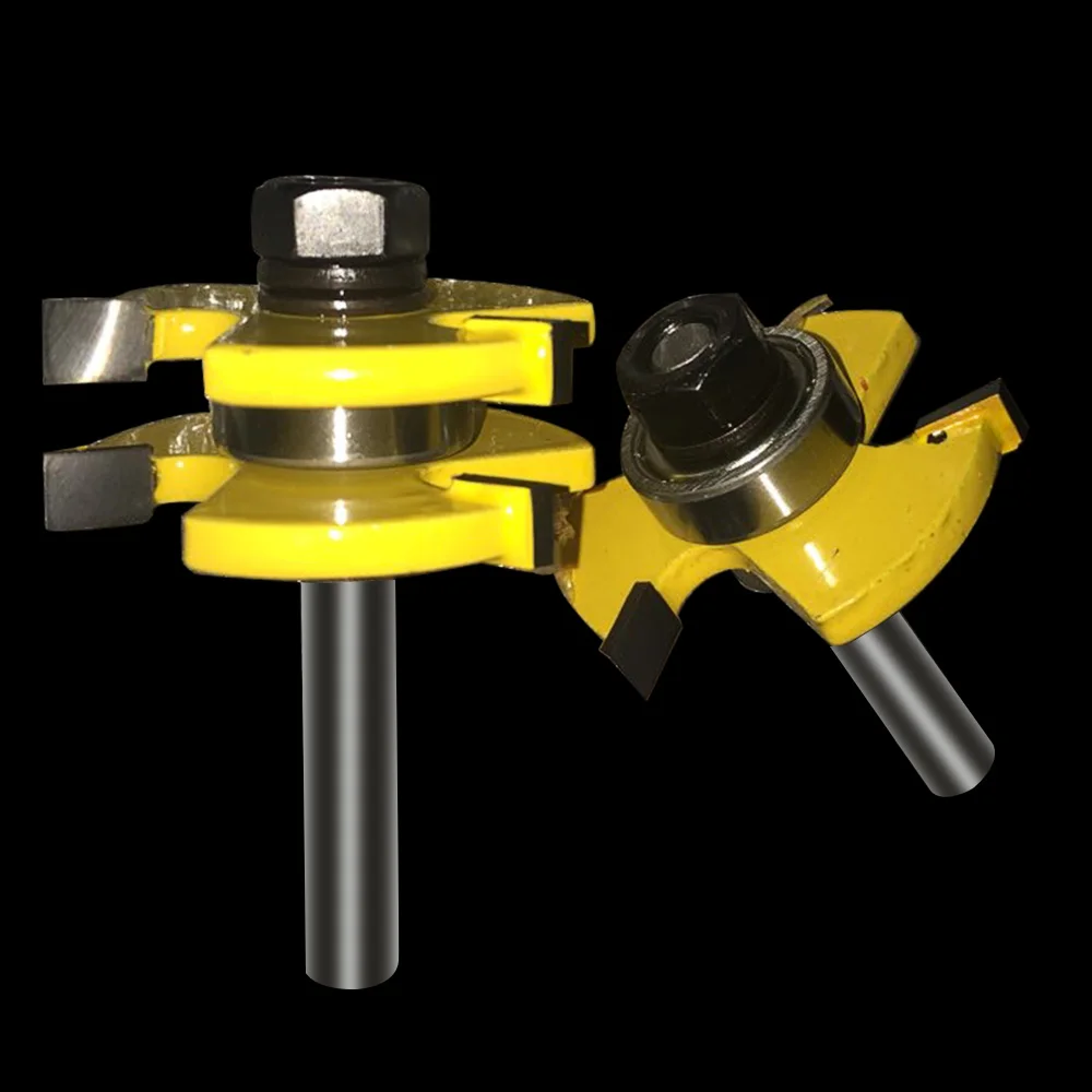 2pcs 8mm Shank 3 Teeth Milling Cutter Woodworking Tool Tongue Groove