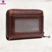 Dolove Для мужчин Пояса из натуральной кожи Мужская держателя карты бумажник масла Воск кожаные женские держателей кредитных карт Для женщин Подушки Детские молнии портмоне
