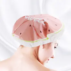 Утолщенная мультяшная фруктовая шапочка для душа, шапочка для ванной, предназначенная для женщин, водостойкая шапочка для душа, эластичная