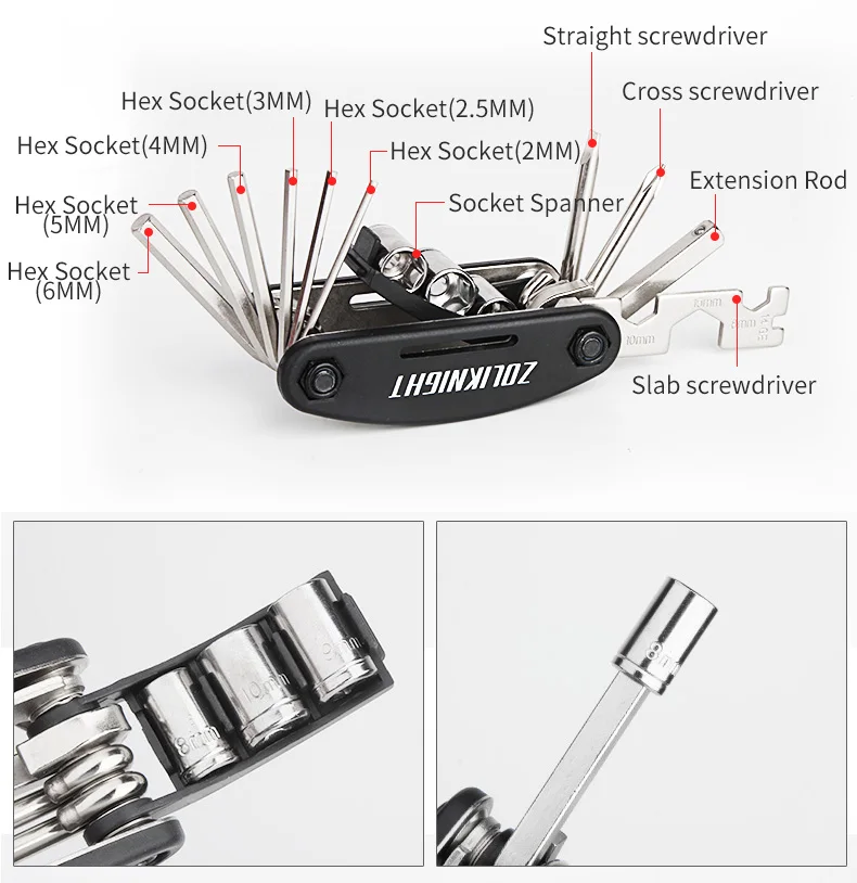 Zoli 16 в 1 многофункциональные инструменты для ремонта велосипеда MTB Горный Велоспорт Набор инструментов для ремонта велосипеда шестигранный спиц велосипедный отвертка инструмент