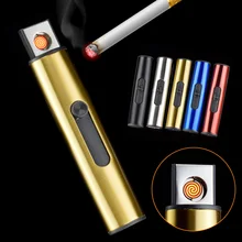 Mini USB charging Lighters Portable Cigarette Electronic Lighter Cigar Rechargeable Flameless Windproof Smoking Gadgets