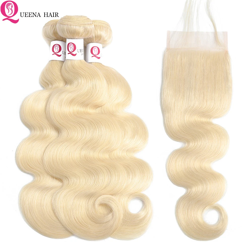 

Raw Indian Hair Body Wave 613 Bundles With Closure Baby Hair Pre Colored Remy Human Hair Extensions Blonde Bundles With Closure