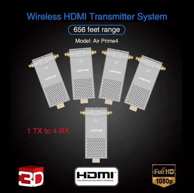 200 м/656FT 5,8 ГГц беспроводной приемник передатчика HDMI беспроводной видео комплект передачи 1080 P HDMI удлинитель беспроводной 1TX 4RX