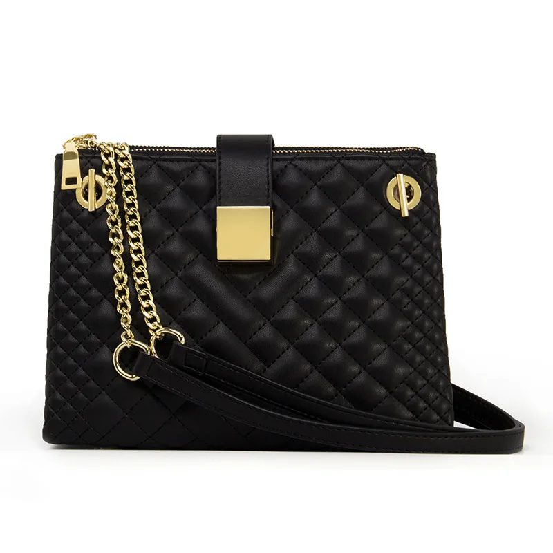 

Black Leather Quilted Chain Bag Women Crossbody Shoulder Bags Lady Designer Brand Women Messenger Bags Large Tote Handbag Bucket