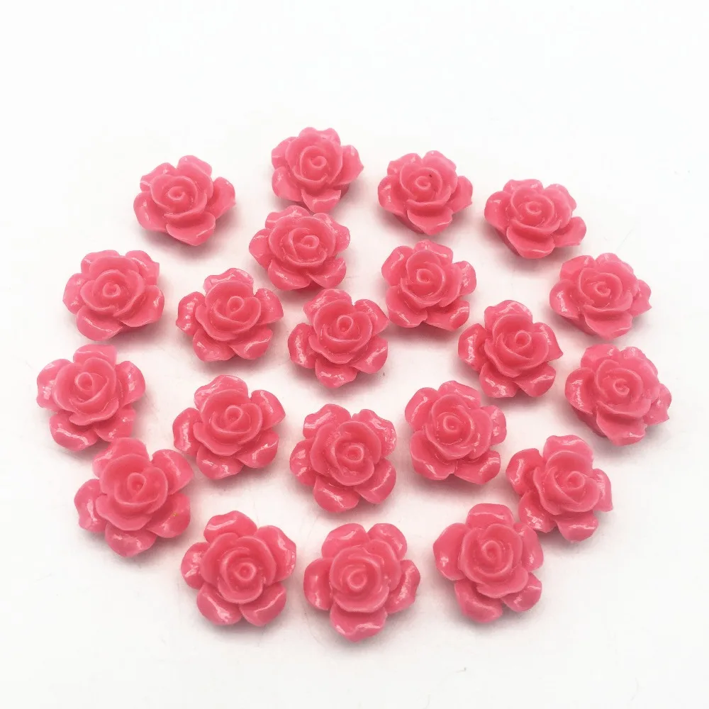 100 шт 12 мм темно-розовые розы плоские спины полимерные Кабошоны для скрапбукинга изготовления карт DIY ремесла украшения