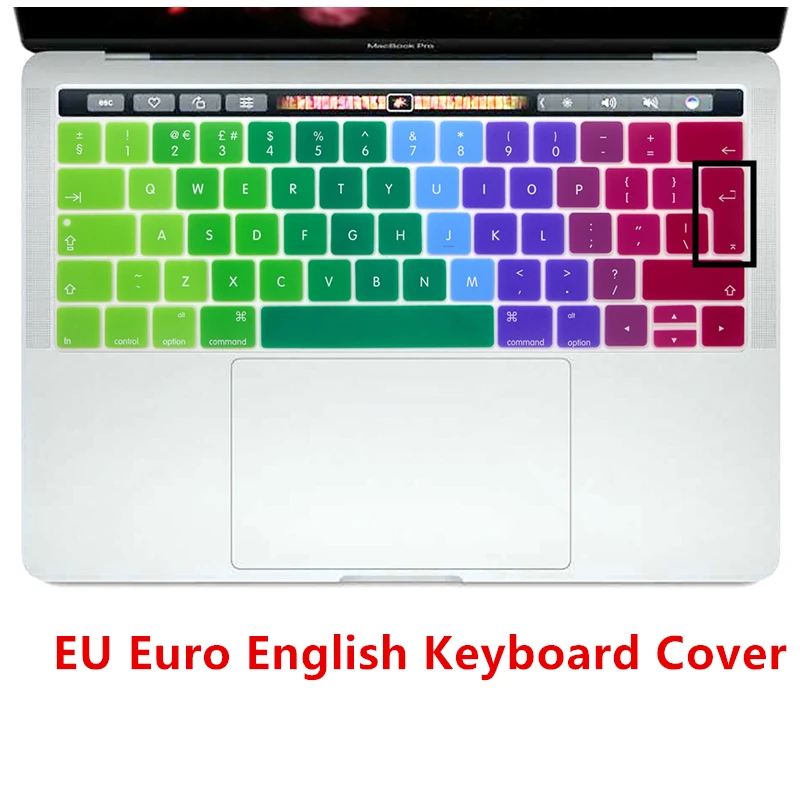 

EU Euro English Version Silicon Keyboard Cover Skin For New MacBook Pro 13" A1706 and Pro 15" A1707 With Touch Bar For 2016 Mac