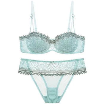 

Women Sexy Lace Push Up Ultra-thin Bra With Transparent Briefs Underwear Suit