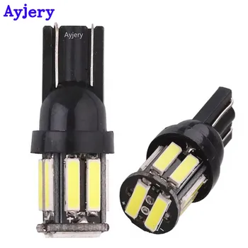 

AYJERY 100pcs Super Bright White Car LED T10 10 SMD 7020 LED 194 168 10 Led 7014 Instrument Lamps Auto Door Indicator Lights