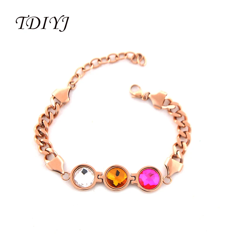 

TDIYJ 1Set My Coin Bracelets Rose Gold Stainless Steel Cambio Bracelets with 12 Colors 12MM Interchangeable Small Magnetic Stone