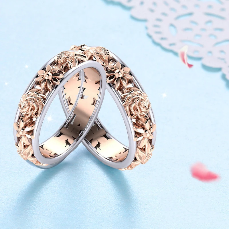 Модный красивый цветок кольцо для женщин регулируемые Свадебные обручальные кольца ювелирные изделия Розовый Золотой Летний стиль кольца подарок