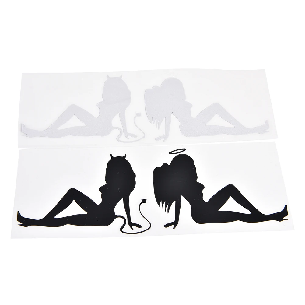 

Motorcycle Decorating Sticker 3D Sexy Car Stickers Devil Angel Car Sticker Black White 20cmx7cm