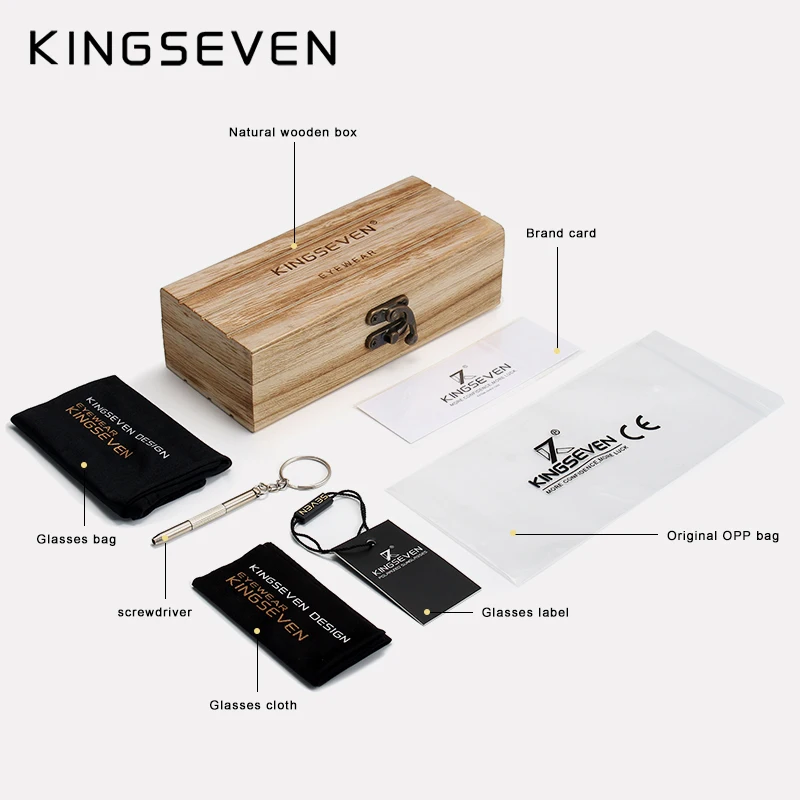 KINGSEVEN Mens Sunglasses Polarized Walnut Wood Mirror Lens Sun Glasses Wome...