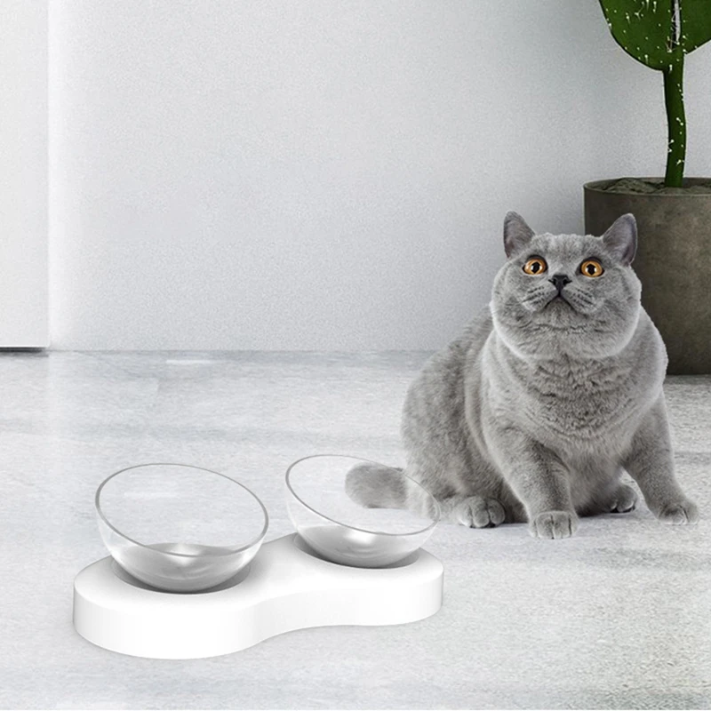Pet Cats Прозрачная чаша с держателем противоскользящее кошачье блюдо для еды питатель для домашних животных миска для воды идеально подходит для кошек маленькие товары для собак
