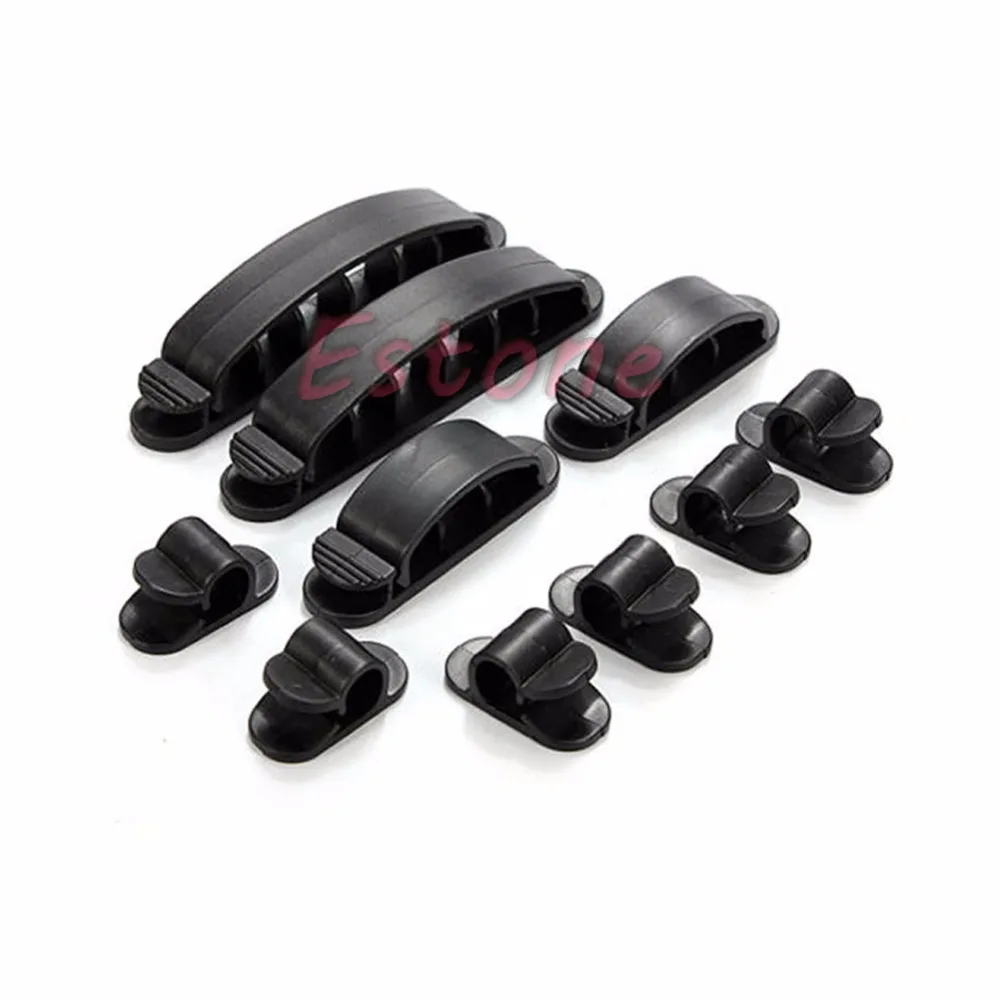 10pcs Plastic Wire Cable Cord Line Organizer Clips Ties Fixer Fastener