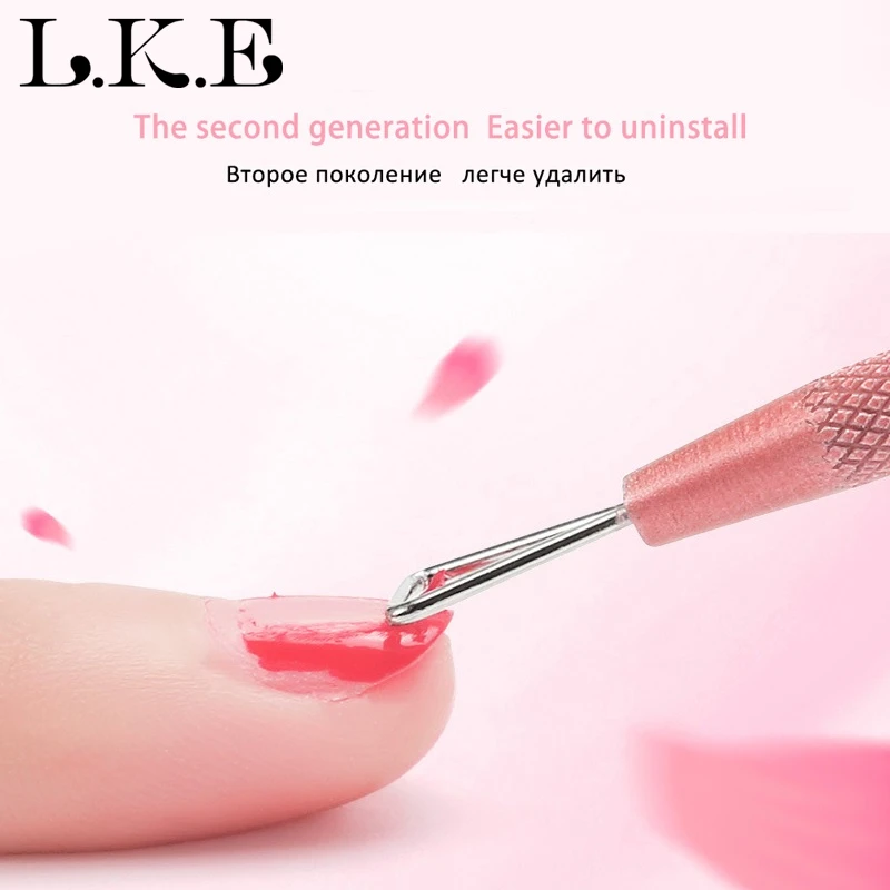 

LKE Triangle Stainless Steel Removal Stick Cuticle Pusher Four Colors Non-slip UV Gel Polish Remover Manicure Nail Art Tool