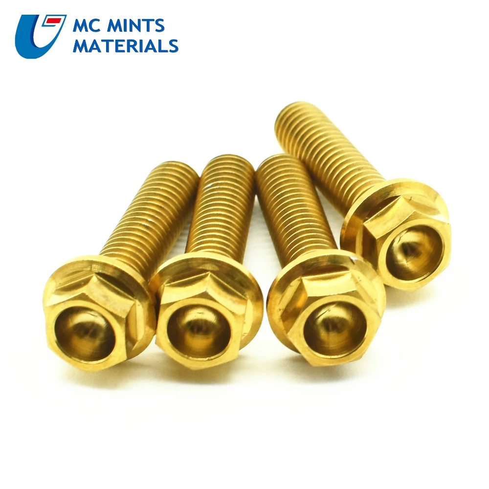 Titanium bolts M6 flange head Gold color  (6)
