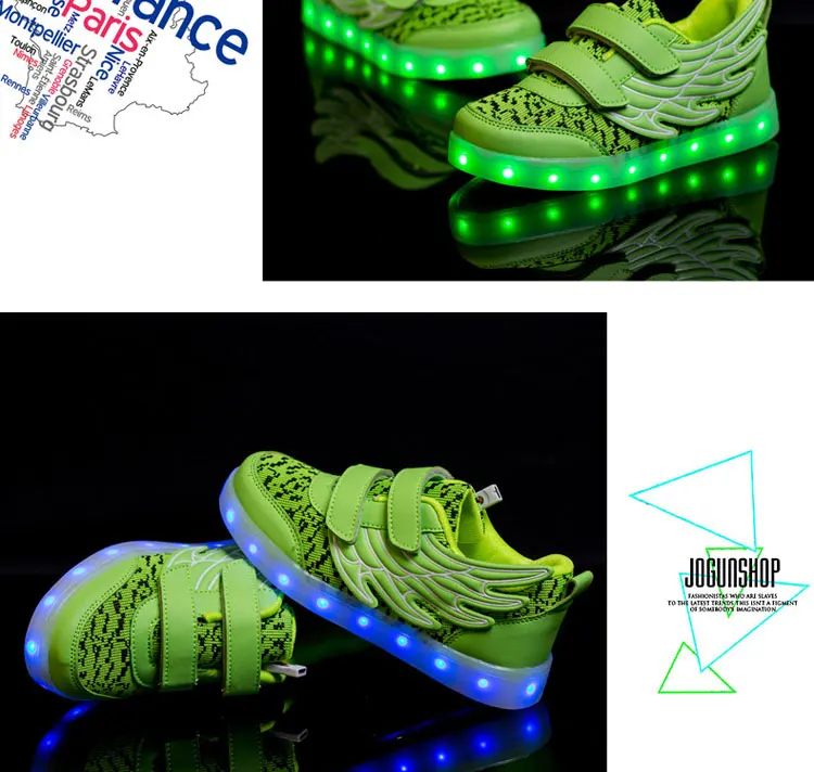 Светящиеся люминесцентные кроссовки для мальчиков и девочек обувь с подсветкой подзарядкой от USB для детей обувь со светодиодной