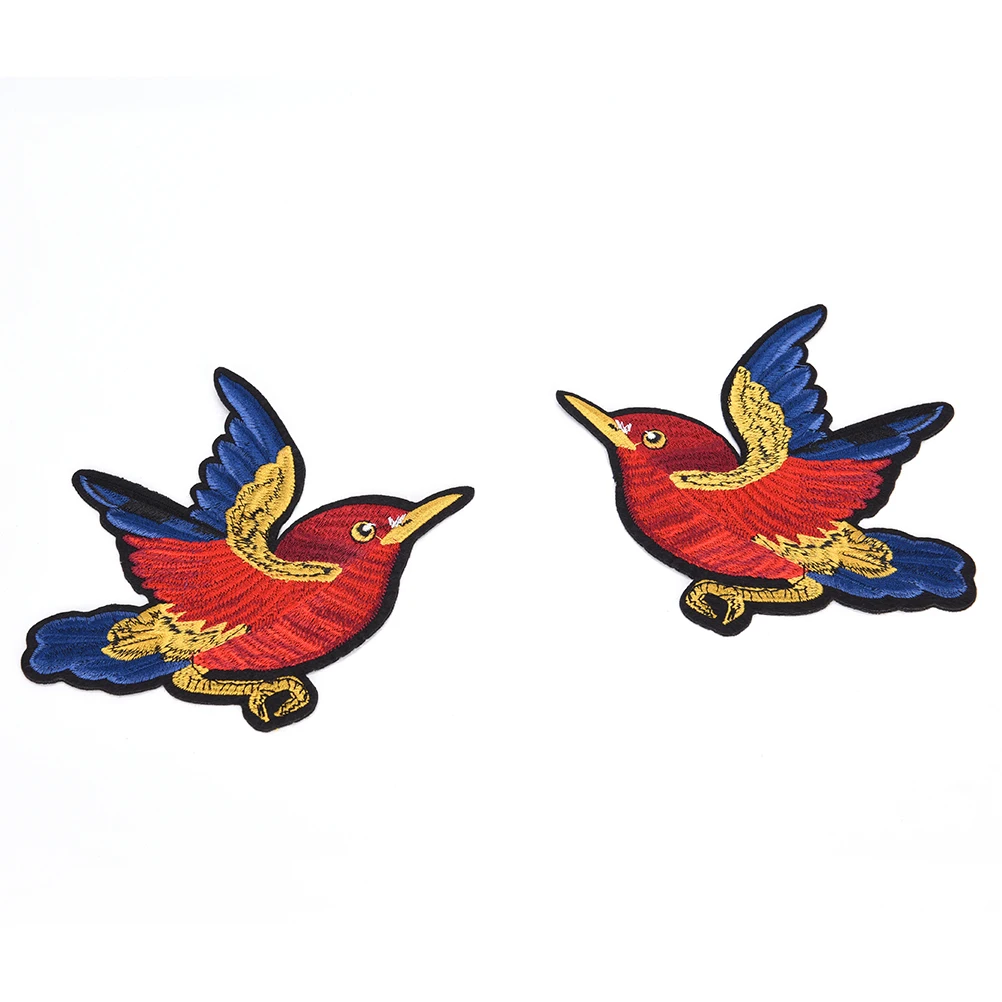1Pair of Flying Bird Embroidered Patches Sewing On Applique Cute Fabric Patch Clothes Shoes and Bags DIY Decoration Patches
